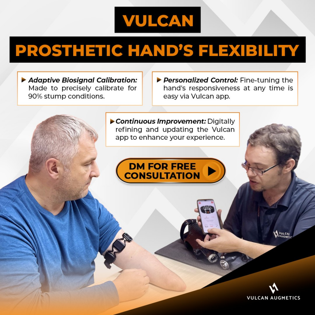 the Vulcan hand can be precisely calibrated to respond to your unique biosignals